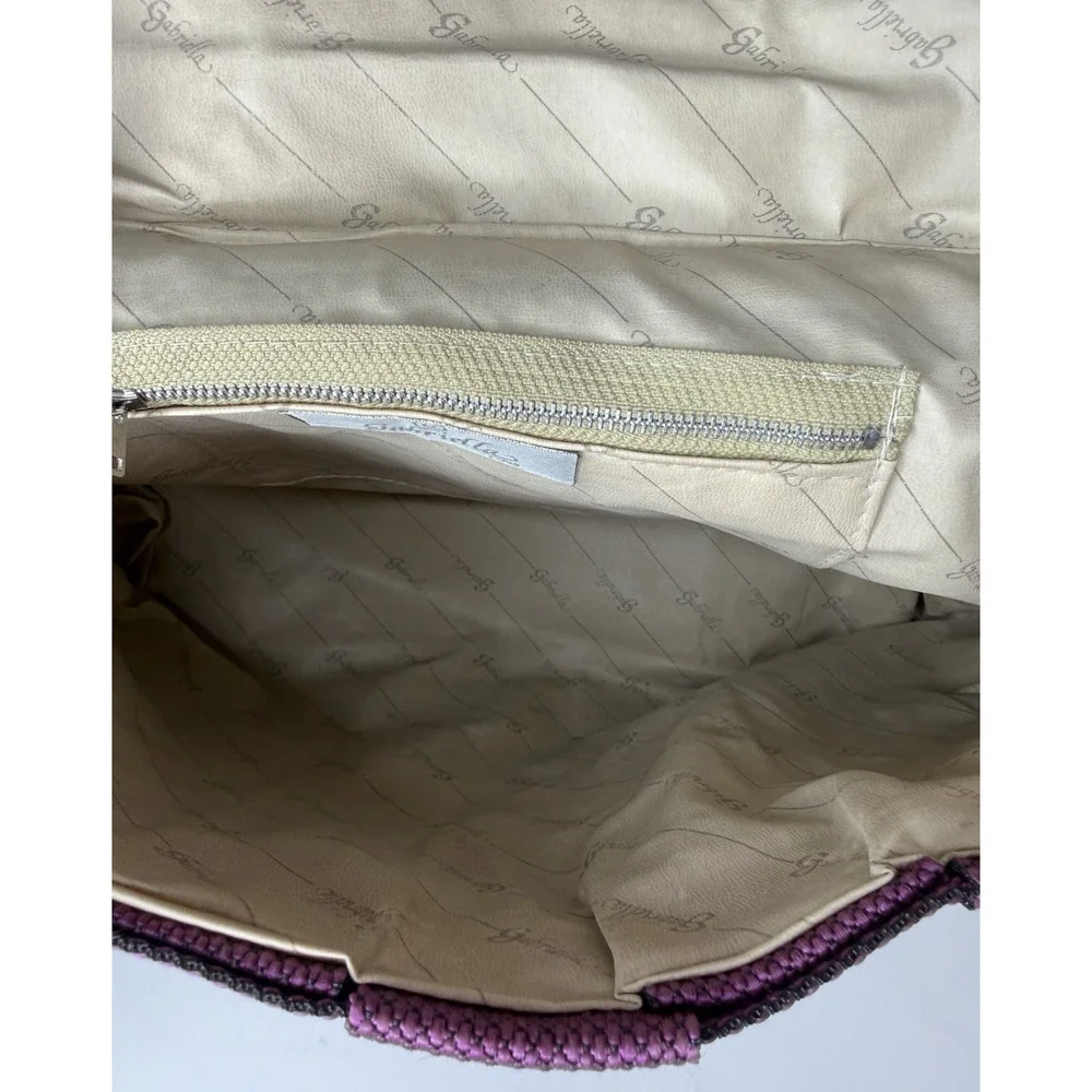 Gabrielle Italy Purple Woven Satchel Textured Basket Weave Turn Lock Purse